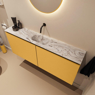 MONDIAZ TURE-DLUX meuble WC 120 cm Ocher. EDEN lavabo Glace position centrale. Sans trou de robinet.