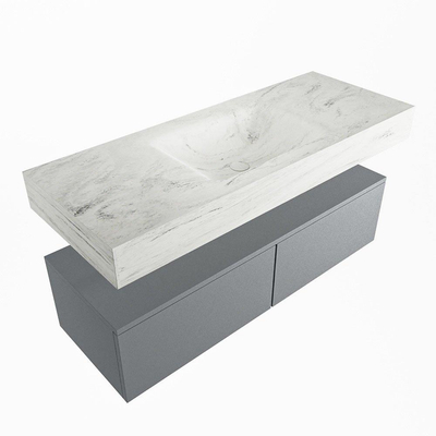 Mondiaz ALAN-DLUX Ensemble de meuble - 120cm - meuble Plata mat - 2 tiroirs - Lavabo Cloud Opalo suspendu - vasque Centre - 1 trou de robinet