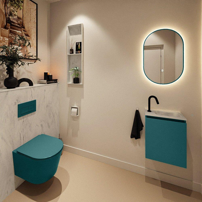 MONDIAZ TURE-DLUX Meuble toilette - 40cm - Smag - EDEN - vasque Opalo - position droite - 1 trou de robinet