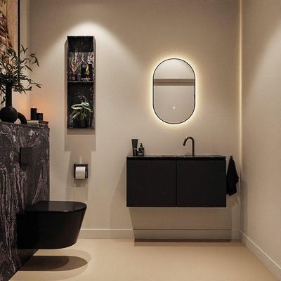 MONDIAZ TURE-DLUX 100cm toiletmeubel Urban. EDEN wastafel Lava positie midden. Met 1 kraangat.