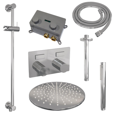 BRAUER Chrome Carving opbouw regendoucheset – Ø30 cm hoofddouche – 30 cm plafondbuis – staafhanddouche – glijstang – set 66