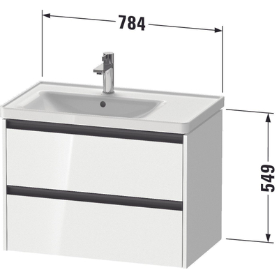 Duravit Ketho 2 meuble sous-lavabo avec 2 tiroirs pour vasque à gauche 78.4x45.5x54.9cm avec poignées anthracite noyer foncé mat