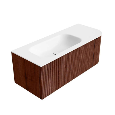 Mondiaz KURVE Ensemble de meuble de salle de bains - 115x46x40cm - 1 tiroir - 1 porte - lavabo solid surface - gauche - 1 trou de robinet - Ruby