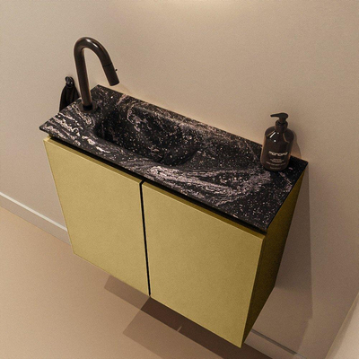 MONDIAZ TURE-DLUX Meuble toilette - 60cm - Oro - EDEN - vasque Lava - position gauche - 1 trou de robinet