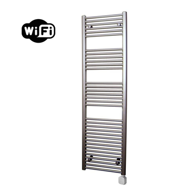 Sanicare HPW Elektrische Radiator - 172x45cm - 920W - wifi - thermostaat - zilver - rechtsonder - inox look (zilver)