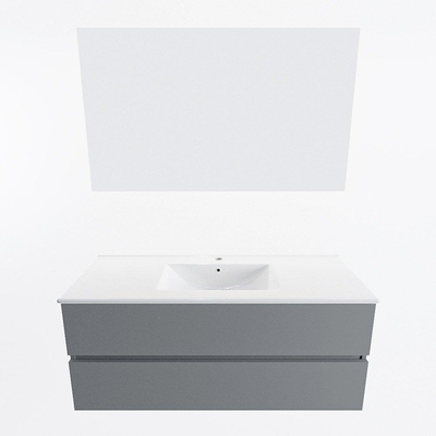 Mondiaz VICA ensemble de meuble de salle de bain - 120cm - meuble sous-vasque plata - 2 tiroirs - lavabo denia milieu - 1 trou de robinet - couleur Blanc Brillant - miroir LED - version XL 60cm haut