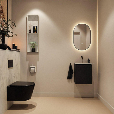 MONDIAZ TURE-DLUX Meuble de WC 40 cm Urban. Lavabo EDEN Opalo position milieu. Sans trou de robinet.