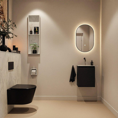 MONDIAZ TURE-DLUX Meuble toilette - 40cm - Urban - EDEN - vasque Opalo - position centrale - sans trou de robinet