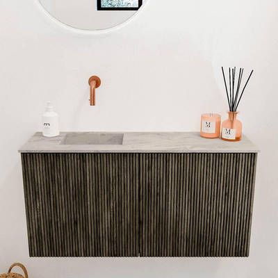 Mondiaz JOYA-DLUX 80cm toiletmeubel - kleur Shadow - Wastafel FAYE positie Links Zonder kraangat kleur Glace.