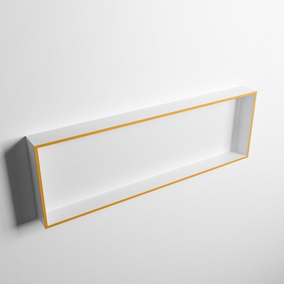 Mondiaz Easy nis 29.5x89.5x8cm voor Inbouw/opbouw 1 open vak Solid surface Talc/Ocher
