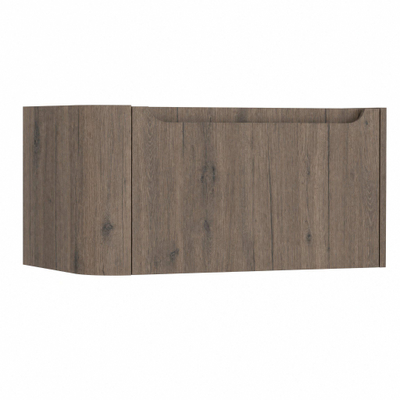H&R Badmeubelen Juice Meuble sous lavabo - 80x45x40cm - angle gauche arrondi - 1 tiroir - poignée intégrée - chêne Tucson