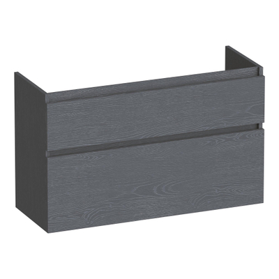 BRAUER Delight wastafelonderkast ondiep - 100x39x60cm - 2 softclose lades - greeploos - 1 sifon uitsparing - Timber Grey