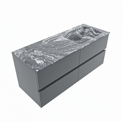 Mondiaz VICA-DLUX ensemble de meuble de salle de bain - 120cm - meuble sous-vasque plata - 4 tiroirs - lavabo encastrée cloud droite - sans trous de robinet - version haute de 60cm - lave