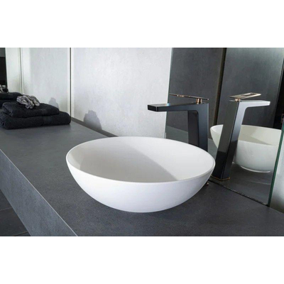 By Goof Waskom - opbouw - 38.5x13.8x38.5cm - Solid surface - Rond - Mat Wit