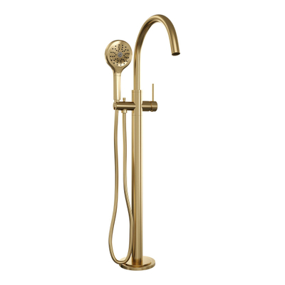 BRAUER Stripe Mitigeur de baignoire sur pied - SET 02 - douchette à main 3 positions - flexible de douche - or brossé PVD