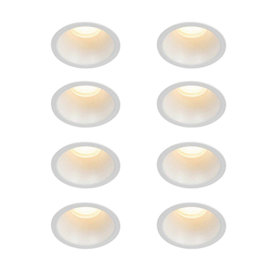 QAZQA Dept spot encastré - set de 8 - 7.8x7.8x6.5cm - dimmable - IP44 - blanc mat