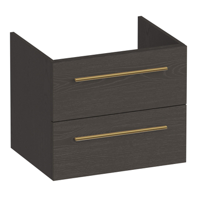 BRAUER Trust wastafelonderkast 60 excl. opbouwgrepen 2 softclose lades en 1 sifon uitsparing - Timber Anthracite