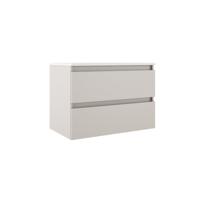 Saniclass Chacito Meuble de salle de bain - 80x40x55cm - lavabo en céramique blanc brillant - 1 vasque - 1 trou de robinet - 2 tiroirs - mat cotton (beige)