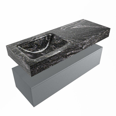 Mondiaz ALAN-DLUX Ensemble de meuble - 120cm - meuble Plata mat - 1 tiroir - Lavabo Cloud Lava suspendu - vasque Gauche - 1 trou de robinet