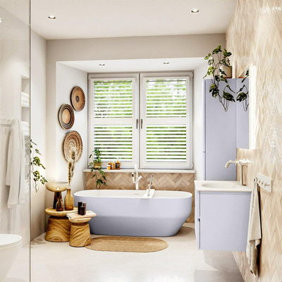 Mondiaz VICA Badkamermeubelset - 80cm - cale - 2 lades - Wastafel MOON - midden - zonder kraangat - kleur talc - XL versie 60cm hoog