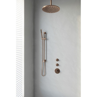 Brauer Copper Edition Set de douche à encastrer thermostatique avec partie encastrable douche de tête 30cm bras plafond douchette stick et barre de douche Cuivre brossé PVD