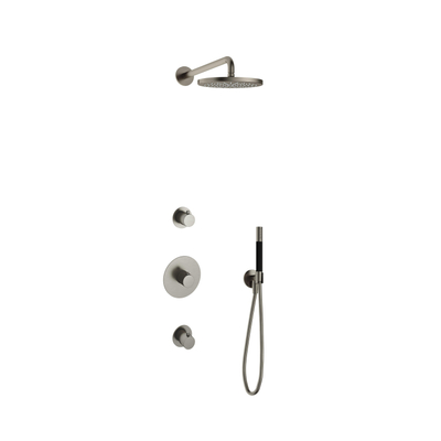 Hotbath Cobber IBS20 Regendoucheset - inbouw - 35cm wandarm - 20cm ronde hoofddouche - staafhanddouche - geborsteld nikkel (RVS)