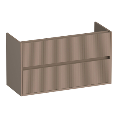 BRAUER Adore Wavy sous-meuble de lavabo peu profond 100 2 tiroirs softclose - sans poignée - 1 découpe pour siphon - moka mat
