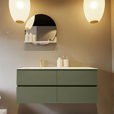 Mondiaz VICA-DLUX ensemble de meuble de salle de bain - 120cm - meuble sous-vasque armée - 4 tiroirs - lavabo encastré nuage gauche - 1 trou de robinet - version haute de 60cm - opalo