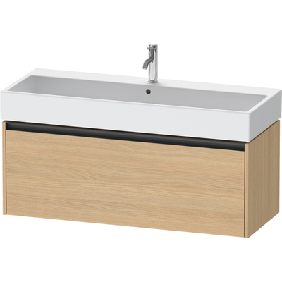 Duravit Ketho.2 Wastafelonderbouwkast - met 1 lade - voor enkele wastafel - 118.4x46x44cm - met greep antraciet - natuur eiken mat