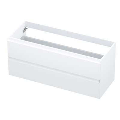 INK Wastafelonderkast - 120x45x52cm - 2 lades - greeploos - MDF lak - Mat wit
