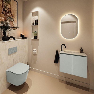 MONDIAZ TURE-DLUX meuble WC 60cm Greey. EDEN lavabo Ostra position gauche. Avec 1 trou de robinet.