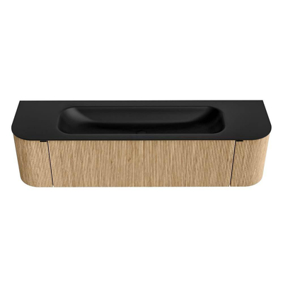 MONDIAZ KURVE Meuble de salle de bains 170 cm avec module 25 Len R couleur Oak avec 1 tiroir et 2 portes. Lavabo BIG LARGE au milieu sans trou de robinet Urban.