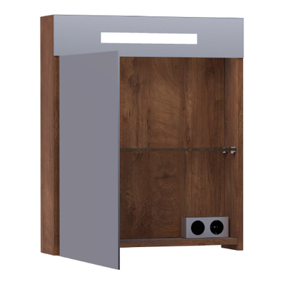 BRAUER Promise Deluxe spiegelkast – 59x70x15 cm – directe LED – linksdraaiende – Forest Cacao