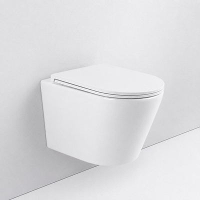 QeramiQ Dely Ensemble WC - réservoir encastré Qeramiq Flush - abattant slim - plaque de commande en pierre naturelle marbre blanc - boutons ronds - blanc mat