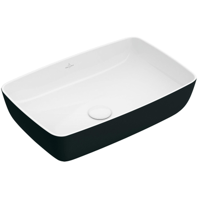 Villeroy & Boch Artis opzetwastafel rechthoekig - 58x38x12.5cm - zonder kraangat - zonder overloop - Coal Black (glans zwart)