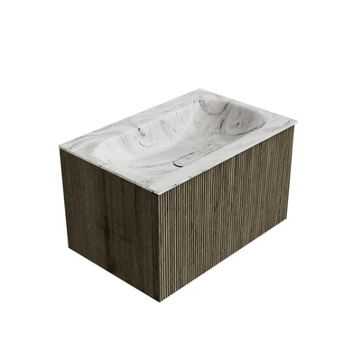 Mondiaz KURVE-DLUX Badkamermeubelset - 70x46x40cm - 1 lade - wastafel solid surface - midden - zonder kraangat - Shadow