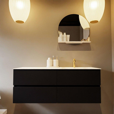 Mondiaz VICA-DLUX ensemble de meuble de salle de bain - 130cm - meuble sous-vasque urbain - 4 tiroirs - lavabo encastré cloud droite - 1 trou de robinet - version haute de 60cm - ostra