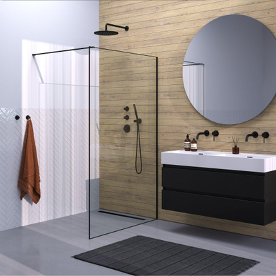 Brauer Season Douche à l'italienne - 120x200cm - verre clair avec cadre - Noir