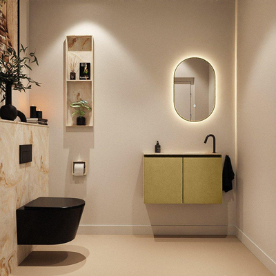 MONDIAZ TURE-DLUX Meuble de toilettes 80cm Oro. EDEN lavabo Frappe position droite. Avec 1 trou de robinet.