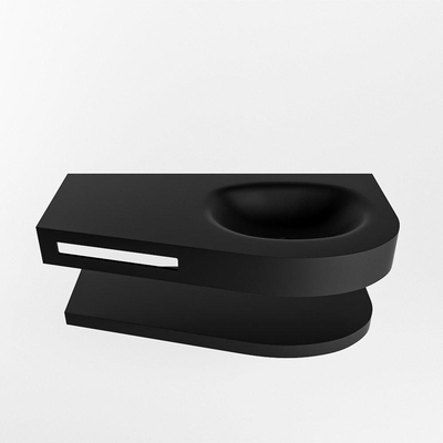 MONDIAZ RIVA Badkamermeubelset - 100x50x5.8cm - 0 lades - Urban mat - 1 kraangat - wasbak rechts - solid surface urban