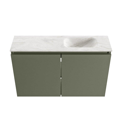 MONDIAZ TURE-DLUX 80cm toiletmeubel Army. EDEN wastafel Ostra positie rechts. Zonder kraangat.