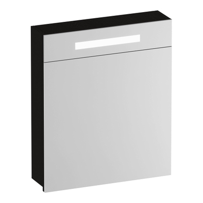 Miroir Armoire BRAUER Promise - 60x70x15cm -- avec éclairage 1 porte miroir ouvrant vers la gauche Bois Noir