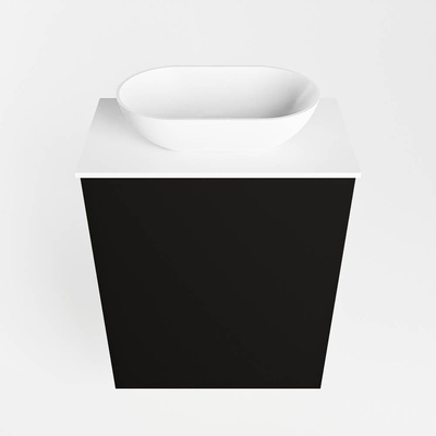Mondiaz Fowy toiletmeubel 40x50x23cm urban mat 0 kraangaten wasbak: midden 1 deur solid surface met blad MDF kleur wasbak: wit