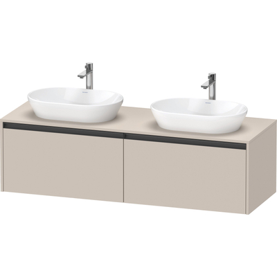 Duravit Ketho.2 Wastafelonderbouwkast - inclusief consoleplaat - met 2 laden - voor dubbele waskommen - 160x55x45.9cm - met handgrepen antraciet - taupe mat