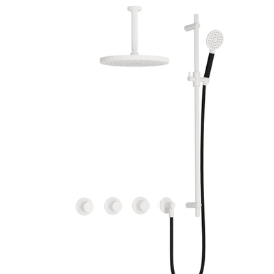 Hotbath Cobber IBS70 Regendoucheset - inbouw - 15cm plafondarm - 30cm ronde hoofddouche - 3 standen handdouche - glijstang - mat wit