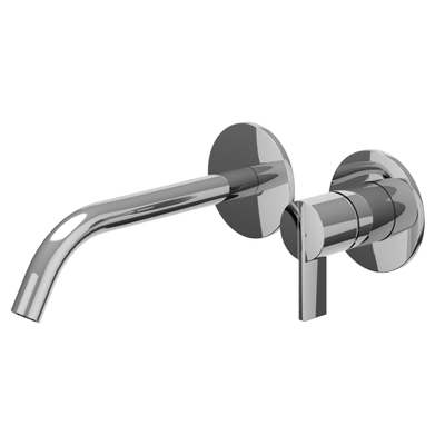 IVY Pact Partie apparente - robinet mélangeur de lavabo - 2 trous - encastré - montage mural - bec courbé - coldstart - Chrome