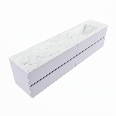 Mondiaz VICA-DLUX ensemble de meuble de salle de bain - 200cm - meuble sous-vasque cale - 4 tiroirs - lavabo encastré cloud droite - sans trous de robinet - version haute de 60cm - opalo