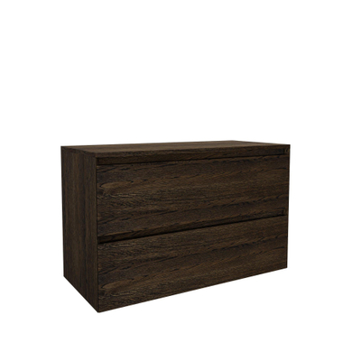 Saniclass Holz Pure Badkamermeubelset - 100x45x60cm - topblad - zonder kraangaten - 2 lades - Eiken Charcoal