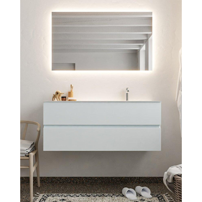 Mondiaz VICA ensemble de meuble de salle de bain - 120cm - meuble sous-vasque argile - 2 tiroirs - lavabo nuage droite - 1 trou de robinet - miroir LED - version XL 60cm haut