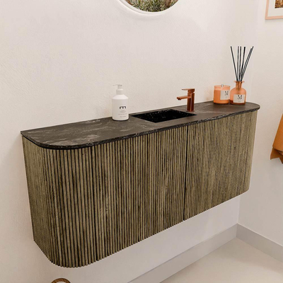 Mondiaz JOYA-DLUX 103.2cm toiletmeubel - ronding links en rechts kleur Dusk - Wastafel FAYE positie Midden 1 kraangat kleur Lava.